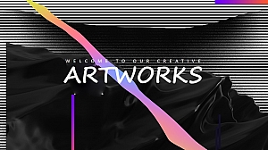 酸性渐变紫色、条纹PPT模板