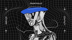 酸性渐变蓝色欧美PPT模板